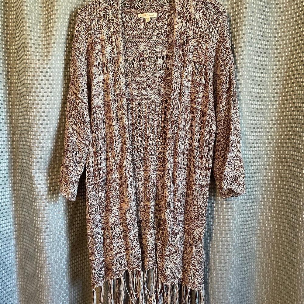 Hem & Thread long fringed cardigan